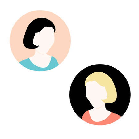 Woman face round icon art design element stock vector illustration for web, for printのイラスト素材
