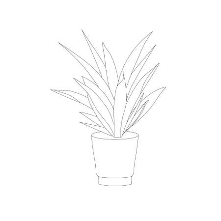 Flower Pot sansevieria in pot monochrome icon art design element stock vector illustration for web, for print, for flower shop, for packaging designのイラスト素材