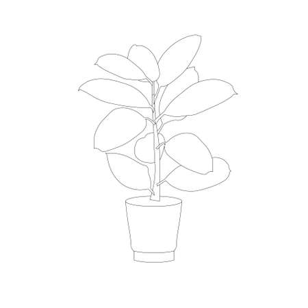 Flower Pot ficus in pot monochrome icon art design element stock vector illustration for web, for print, for flower shop, for packaging designのイラスト素材