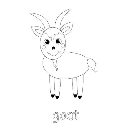 Goat cartoon monochrome sketch art design element farm animal stock vector illustration for web, for print, for coloring bookのイラスト素材