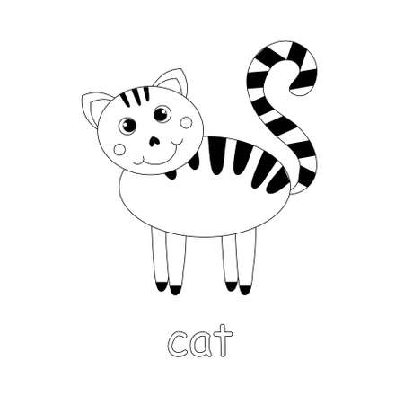Cat cartoon monochrome sketch art design element pet animal stock vector illustration for web, for print, for coloring bookのイラスト素材