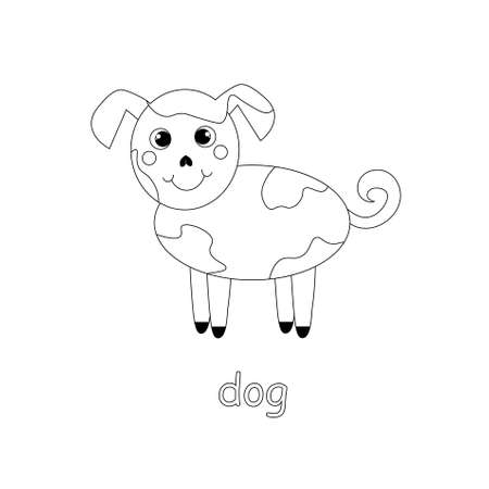 Dog cartoon monochrome sketch art design element pet animal stock vector illustration for web, for print, for coloring bookのイラスト素材