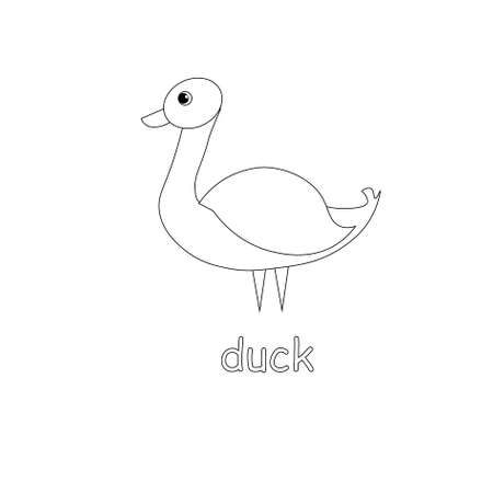 Dack cartoon monochrome sketch art design element farm animal stock vector illustration for web, for print, for coloring bookのイラスト素材