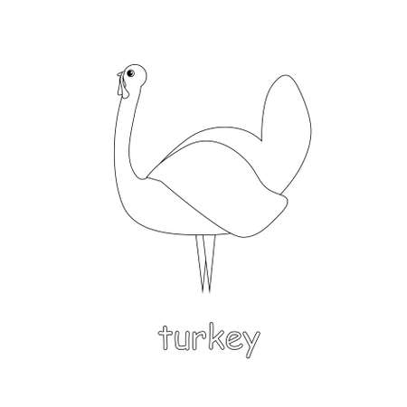 Turkey cartoon monochrome sketch art design element farm animal stock vector illustration for web, for print, for coloring bookのイラスト素材