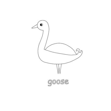 Goose cartoon monochrome sketch art design element farm animal stock vector illustration for web, for print, for coloring bookのイラスト素材