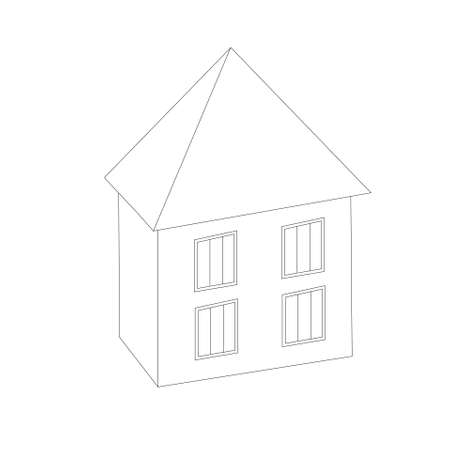 House monochrome sketch art design stock vector illustration object isolated design element for web, for print, for coloring pageのイラスト素材