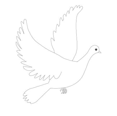 Dove fly sketch design element stock vector illustration for coloring book, anti stress page stock vector illustration for web, for printのイラスト素材
