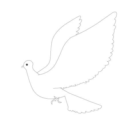 Dove fly sketch design element stock vector illustration for coloring book, anti stress page stock vector illustration for web, for printのイラスト素材