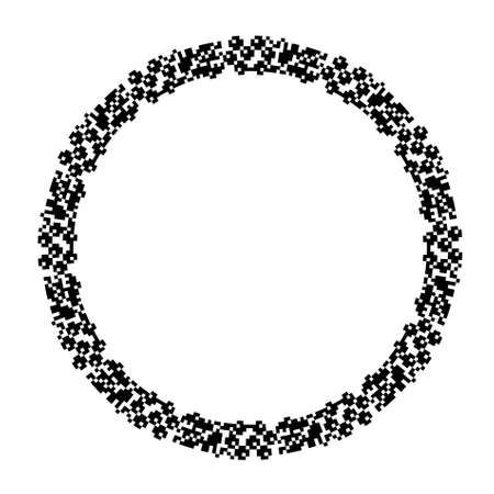 Black pixel art round background art design elements stock vector illustrationのイラスト素材