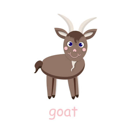 Brown goat icon 3D farm animal art design element for web, for print, for fabric print, for product design, for packing designのイラスト素材