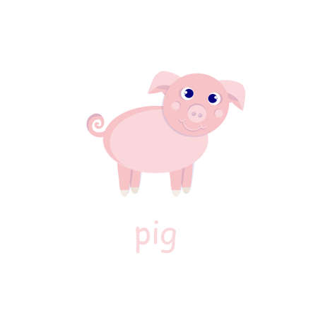 Pink pig icon 3D farm animal art design element for web, for print, for fabric print, for product design, for packaging designのイラスト素材