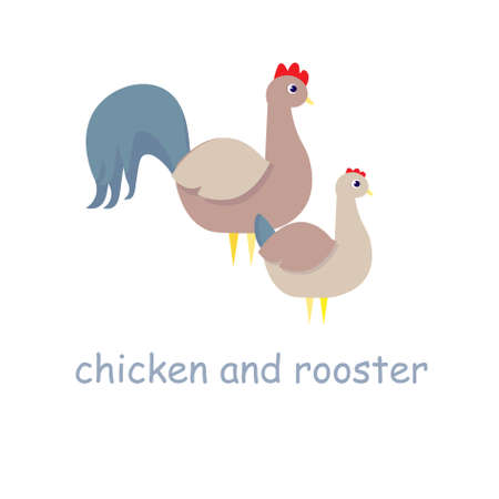 Chicken and rooster farm bird art design elements stock vector illustrationのイラスト素材