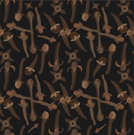 Cloves seamless pattern species on black stock vector illustration for web, for print, for fabric print, for product design, for packing designのイラスト素材