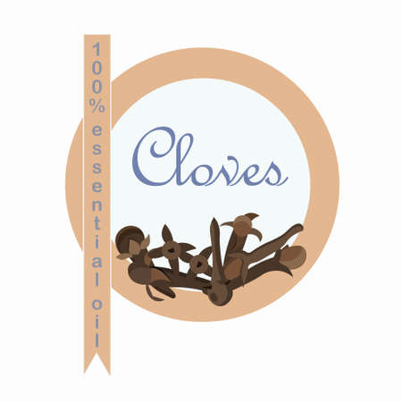 Cloves oil label art design stock vector illustration for web, for print, for fabric printのイラスト素材