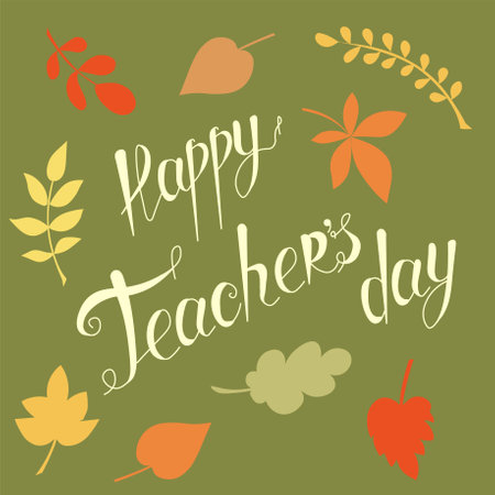 Happy Teachers day banner. Green background lettering for school, for web, for printのイラスト素材