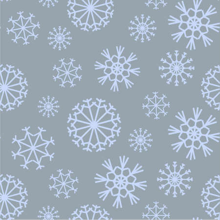 Snowflake seamless pattern blue on gray art design stock vector illustration for web, for print, for fabric printのイラスト素材