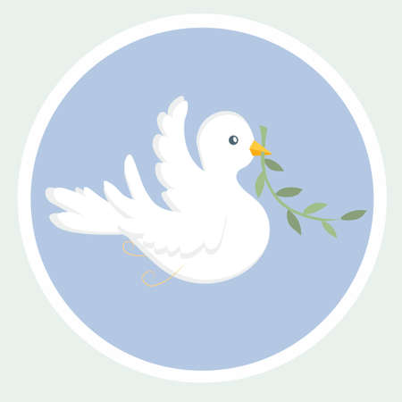 Dove of peace round sticker art design element symbol stock vector illustration for web, for printのイラスト素材