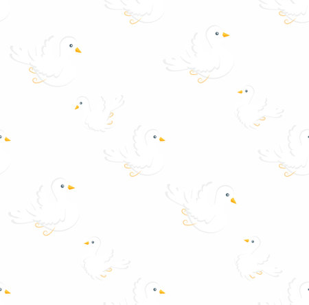 White dove seamless pattern on white stock vector illustration for web, for printのイラスト素材