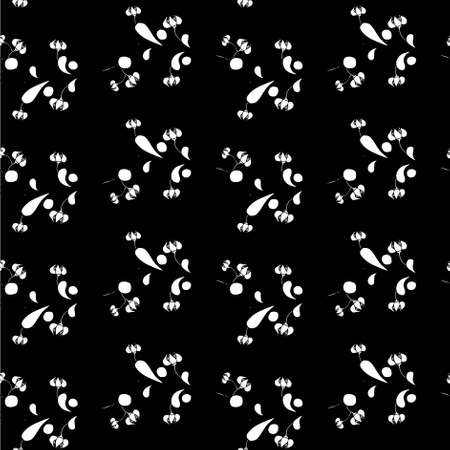 Monochrome floral pattern white on black art design stock vector illustration for web, for print, for fabric printのイラスト素材