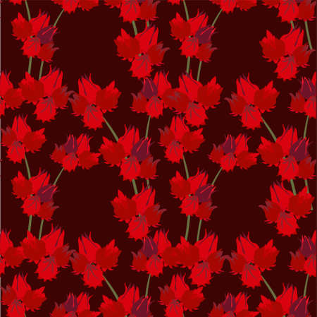 Roselle red flower hand seamless pattern drawn sketch art design element stock vector illustration for web, for print, for packaging design, for product designのイラスト素材