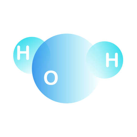 Molecula schem of water. H2O formula for school nature saince art design stoock vector illustration for web, for printのイラスト素材
