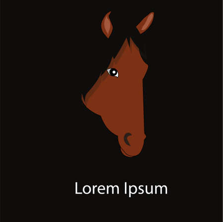 Horse banner brown animal on black Lorem Ipsum art design stoock vector illustration for web, for printのイラスト素材