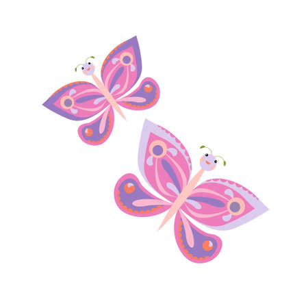 Colorful cartoon butterfly sticker art design stock vector illustration object isolated for web, for printのイラスト素材