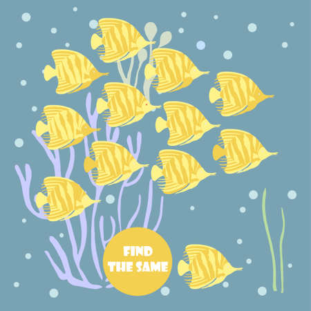 Find the same fish. Educational children logical game stock vector illustrationのイラスト素材