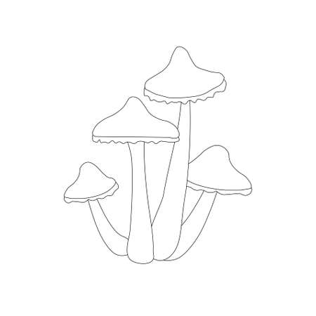 Mushroom monochrome outline nature stock vector illustration for web, for print, for coloring bookのイラスト素材