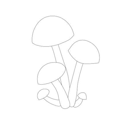 Mushroom monochrome outline nature stock vector illustration for web, for print, for coloring bookのイラスト素材