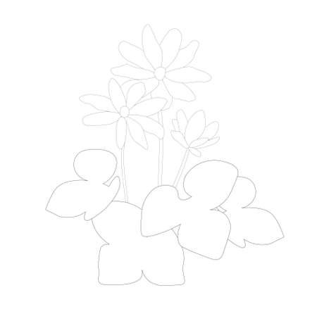 Common hepatica outline monochrome stock vector illustration for web, for print, for coloring bookのイラスト素材