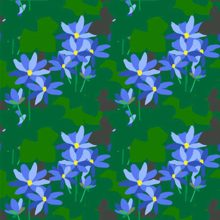 Common hepatica colorful seamless stock vector illustration for web, for print, for coloring bookのイラスト素材