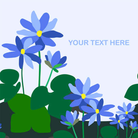 Common hepatica colorful stock vector illustration for web, for print, for coloring book, Lorem Ipsum horizontal semless patternのイラスト素材