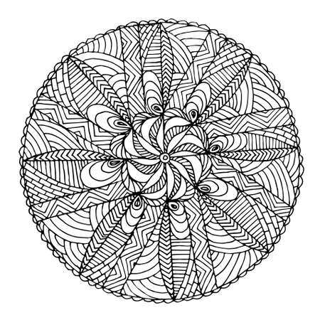 Mandala hand drawn monochrome art design stock vector illustration for web, for print, for coloring pageのイラスト素材