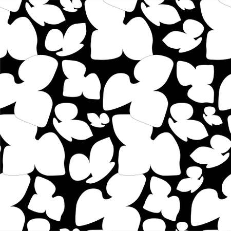 White leaves liverwort on black seamless pattern stock vector illustration for web, for print, for fabric printのイラスト素材