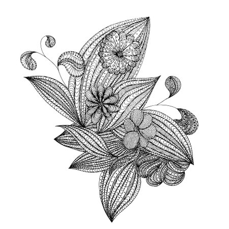 Flower decorative doodle monochrome pattern stock vector illustration for web, for printのイラスト素材
