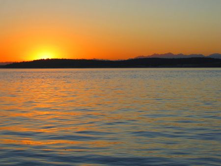 Puget Sound at Sunsetの写真素材
