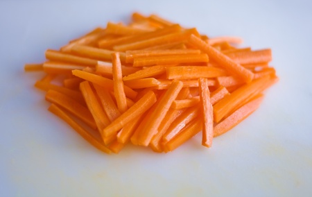 Julienned carrots organized in a pileの写真素材