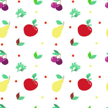 Silhouettes of fruits and vegetables. Icons of fruits, vegetables, nuts, berries. Contains apple, cherry, pear, tomato, green peas, beets, mushrooms, basil and parsley. Banner for farmers market.のイラスト素材