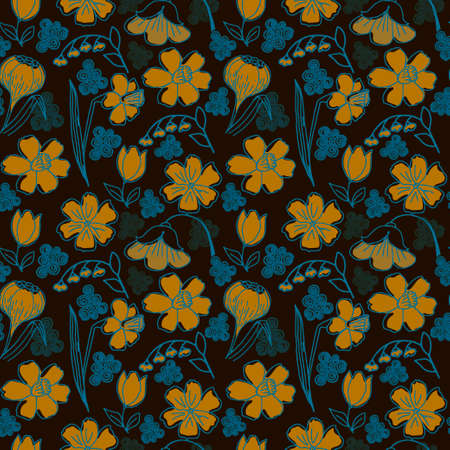 Vector seamless pattern. Background for fabrics, textiles, paper, wallpaper, web pages, wedding invitations. Vintage style. Floral ornament. Black and whiteのイラスト素材