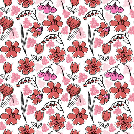 Cute pattern in small flower. Small colorful flowers. White background. Ditsy floral background. The elegant the template for fashion prints.のイラスト素材