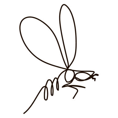 Modern continuous line drawing graphic design vector illustration. Single line drawing of a cute bee for a company. Concept honeybee farm icon from the shape of an animal wasp.のイラスト素材