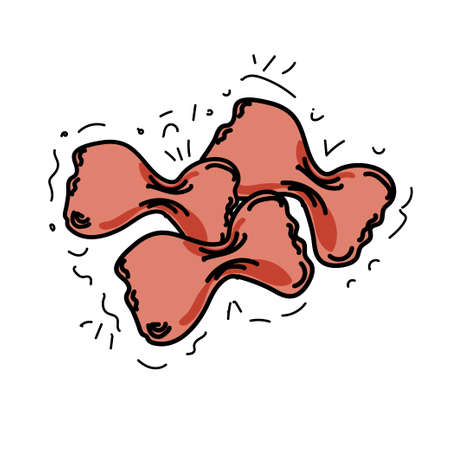 Italian pasta farfalle. Hand drawn sketch style illustration of traditional italian food. Best for menu designs and packaging. Vector drawing isolated on white background.のイラスト素材