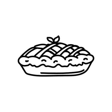 Hand-drawn pie. Vector in cartoon style. Hot pie. Dessert.のイラスト素材