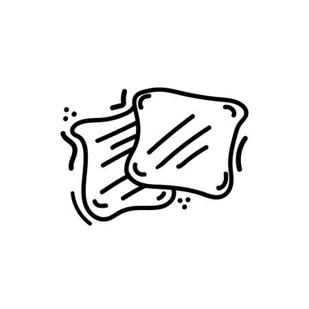 Hand-drawn toast. Morning Breakfast. Vector in cartoon style. Hot toasted toast.のイラスト素材