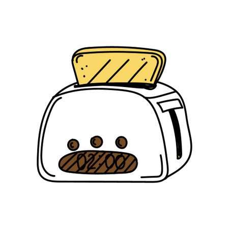Toaster, hand-drawn doodle-style elements. breakfast. Good Morning. Healthy Eating. Hot bread.のイラスト素材