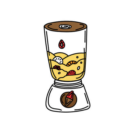 Blender with a fruit smoothie. Hand drawn doodle style elements. breakfast. Good Morning. Healthy Eating. A simple doodle style.のイラスト素材