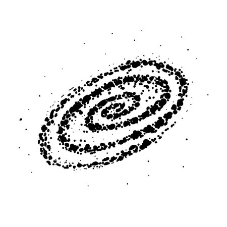 Simple black hole icon, asteroid belt, hand-drawn sketch of a doodle-style element. space. Phaeton. Vanished planet. blackhole. solar system. isolated vector illustrationのイラスト素材