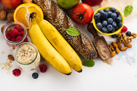 Food rich of fiber. Healthy food background. Diet or healthy lifestyle concept. Selective focusの写真素材