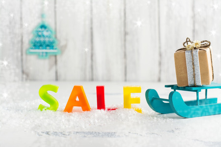 Winter sale and shopping concept. Selective focusの写真素材